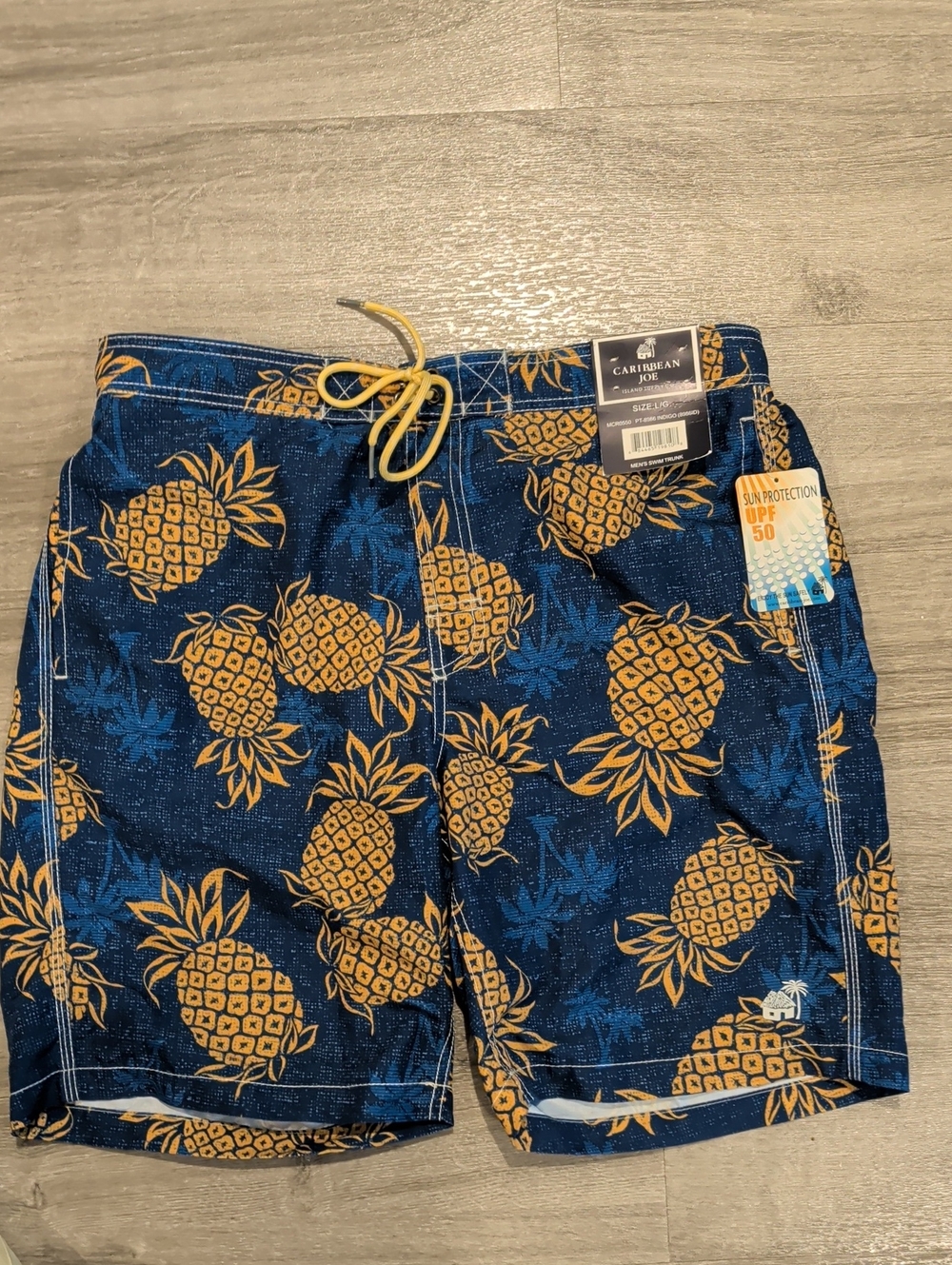Caribbean Joe Navy & Yellow Pineapple Board Shorts